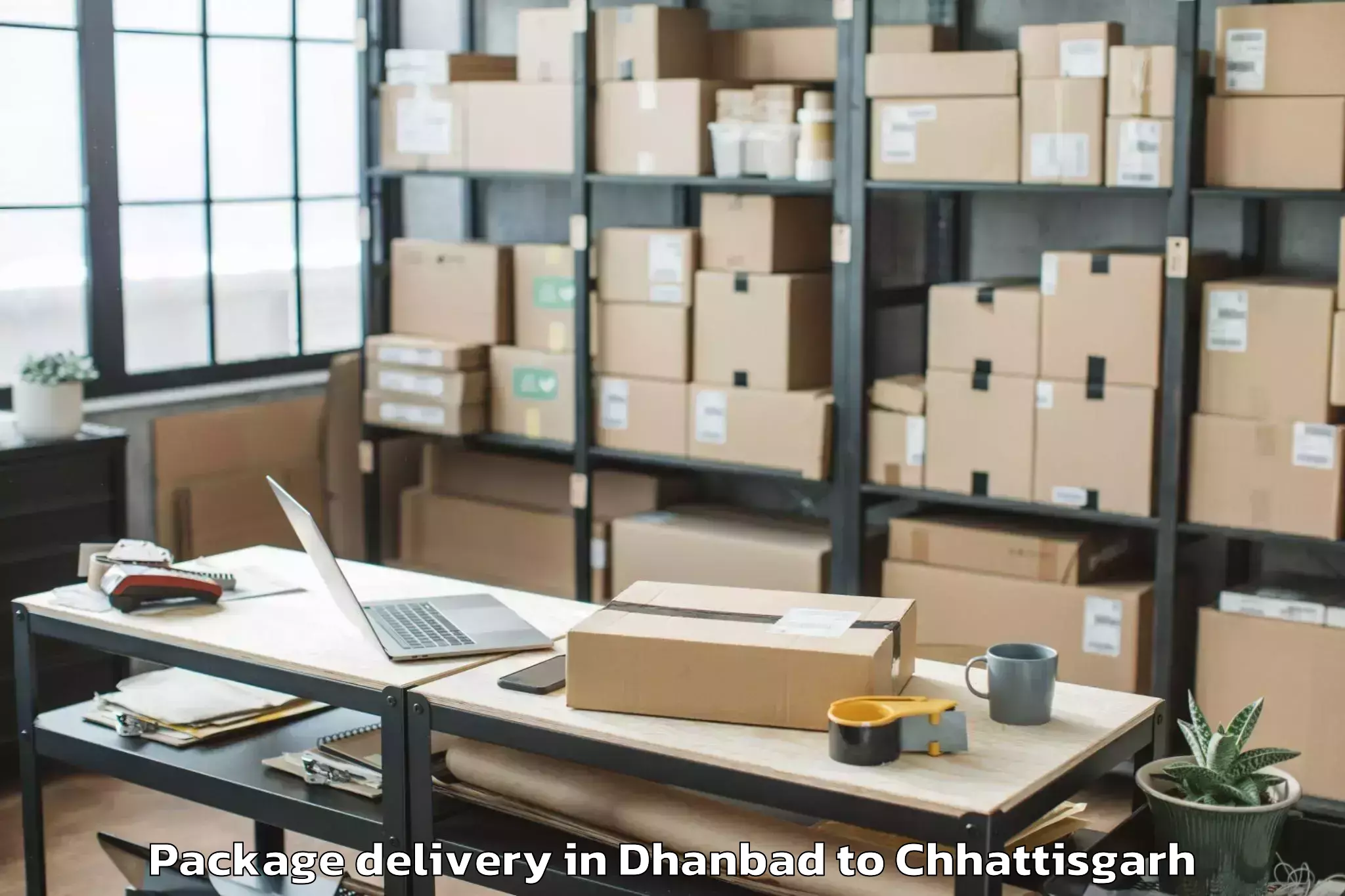 Reliable Dhanbad to Bhanupratappur Package Delivery